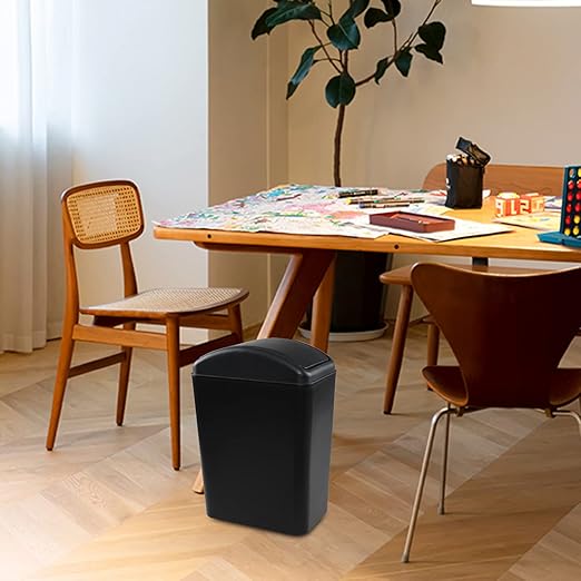 4.5 Gallon Trash Can with Swing Top Lid, Plastic Garbage Bin with Lid, Black, 3-Pack