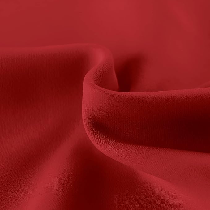 DWCN French Door Curtains – Rod Pocket Thermal Blackout Curtain for Doors with Glass Window, Christmas, Kitchen and Patio Doors for Privacy, 54 X 40 Inches Long, 1 Curtain Panel with Tieback, Red
