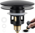 Universal Bathroom Sink Drain Strainer Hair Catcher Upgraded with Removable Stainless Steel Filter Basket, 2 in 1 Pop Up Sink Stopper for 1.1''~2.36'' Sink Basin Hole, Big Cover Cap, Matte Black