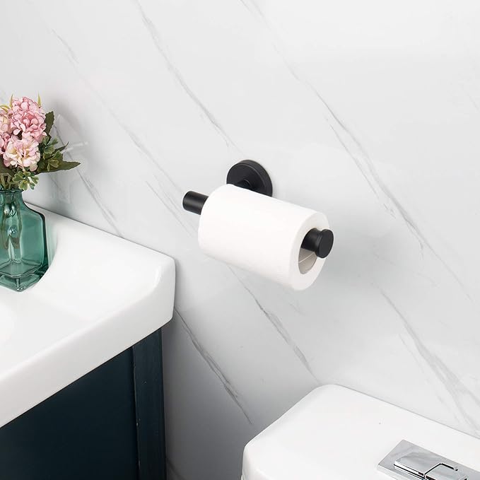 NearMoon Bathroom Toilet Paper Holder, Premium SUS304 Stainless Steel Rustproof Wall Mounted Toilet Roll Holder for Bathroom, Kitchen, Washroom (1 Pack, Matte Black)