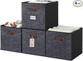 DECOMOMO Storage Baskets, 13x15x13 Storage Cube Bins with Labels for Organizing Shelves Kallax (Kallax / 4pcs, Black Pattern)