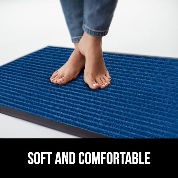 GORILLA GRIP Traffic Guard Door Mat, 60x36, Heavy Duty Welcome Mats, Commercial Office Space Doormat, Waterproof, Fade Resistant, Strong Rubber Backing, Low Profile, Shoe and Boot Scraper, Blue