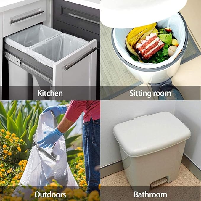 1.6 Gallon/220pcs Strong Drawstring Trash Bags Garbage Bags by Teivio, Bathroom Trash Can Bin Liners, Code b fit 6 Liter, Small Plastic Bags for home office kitchen