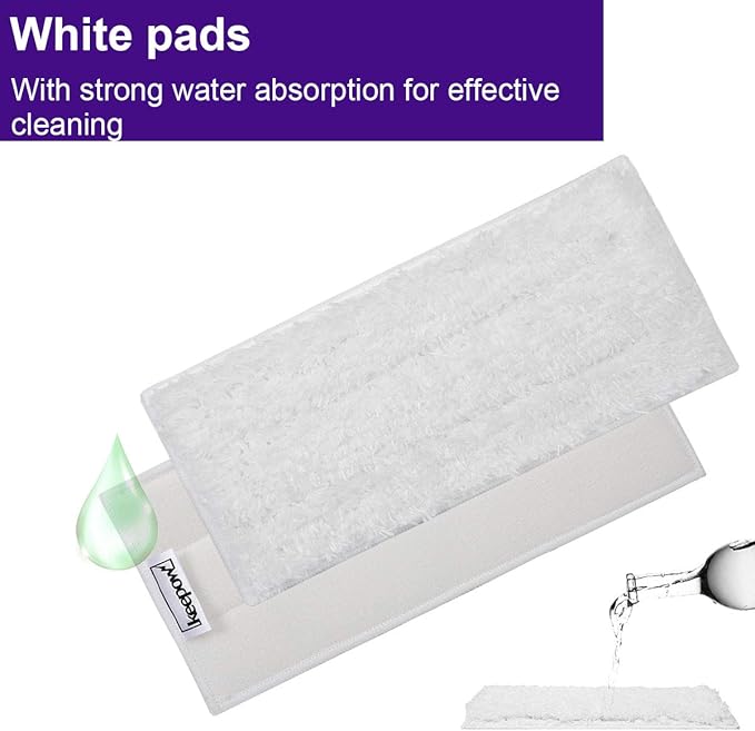 KEEPOW Reusable Mop Pads Compatible with Swiffer Wet Jet Mop Starter, Replacement Microfiber Refills for Wet and Dry Sweeping, 4 Pack