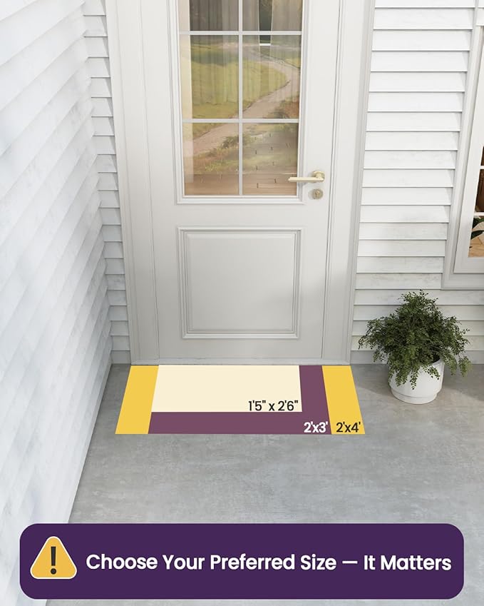 DEXI Front Door Mat Outside Entrance, Heavy Duty Non Slip Low Profile Doormat for Entryway, Trap Dirt and Moisture Welcome Mats, Easy Clean, Patio, Garage, 17x29, Blue