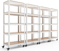 HOMEDANT House White 5-Tier Metal Rolling Cart Shelf Rack Casters Heavy Duty Wheel Shelving Unit Adjustable Utility Storage Shelves Organizer Shelf Kitchen Garage 24.4" W x 16.5" D x 62.2" H 4Pack