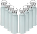 Neihepal 20 oz Insulated Water Bottles Bulk 8 Pack,Stainless Steel Double Wall Sport Bottle with Lid of Handle,Metal Reusable Flask with Cup Cap for School,Hikers,Gift (Fog,Set of 8)