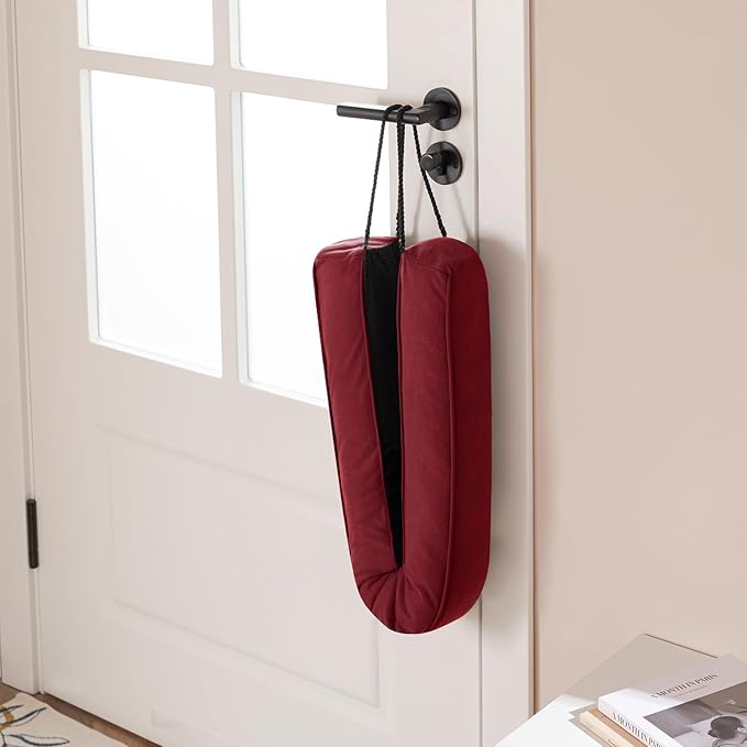 Sunolga 38" Door Draft Stopper Blocks Hot and Cold Air with Removable Washable Cover for Gaps Up to 3", All-Season Seal for Noise, Wind, Door Sweep for Bottom of Door and Window, Home Essentials, Red
