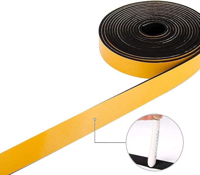 CloudBuyer Weather Stripping Foam 2-Pack, 1 Inch Wide X 3/4 Inch Thick, Insulation Strips with Adhesive for Door & Automotive, Air Conditioner Seal (13 Feet Total, 6.5 Feet/Roll)