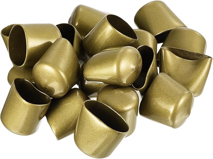 uxcell 20pcs Rubber End Caps 1 1/8"(28mm) ID Vinyl Round Tube Bolt Cap Cover Thread Protectors Gold