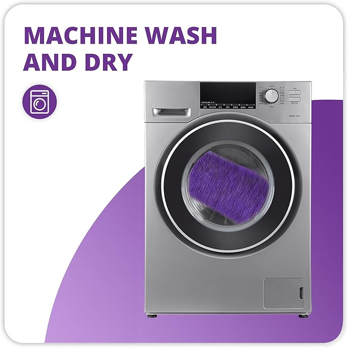 Bathroom Rugs Set 2 Pieces,Thin Bathroom Mats,Toilet Rugs,Quick Dry,Non-Slip,Machine Washable,Low Pile,Absorbent Bath Mats,Shower,Sink,Home Decor Accessories.Purple,1'5"x2'3"+1'8"x2" U Shape