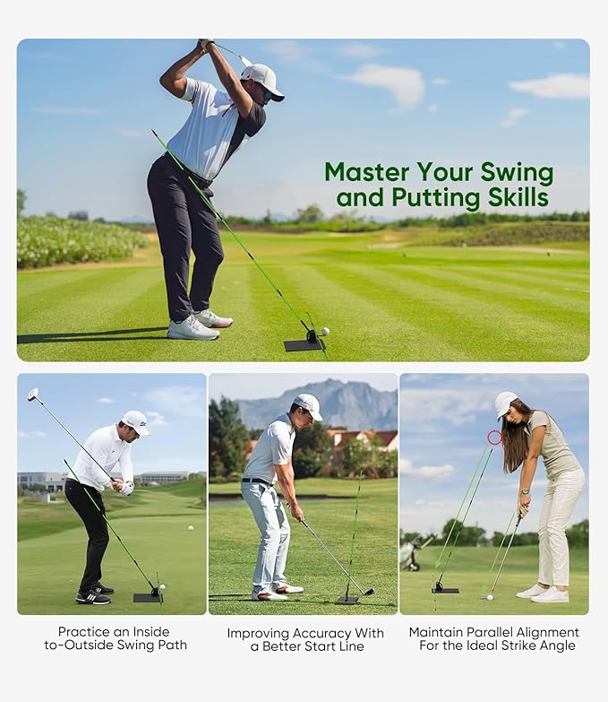 BKF Golf Alignment Sticks and Angle Holder Set with Portable Bag, Golf Swing Trainer, Golf Training Practice Teaching Aid and Equipment, Golf Accessories Gifts for Man