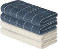 Artoid Mode Checkered Designed Cotton Beige Grey Terry Kitchen Dish Towels, 15x25 Inch Soft Absorbent Quick Drying Cleaning Tea Towels Set of 4