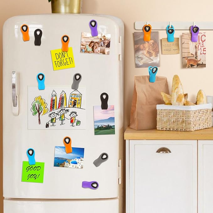 10 Pack Magnetic Chip Clips, Chip Clips Bag Clips, Magnetic Clip for Food Packages, Plastic Assorted Colors Snack Clip for Refrigerator