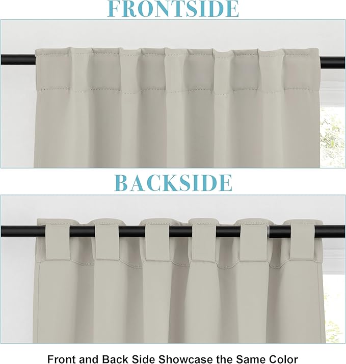 RYB HOME Blackout Curtains for Living Room, Privacy Thermal Insulating Window Treatment Drapes for Bedroom Dining Home Office Basement, W 42 x L 63 inches, Natural, 2 Panels