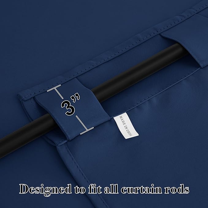 RYB HOME Small Window Curtains - Blackout Insualting Privacy Curtains for Kids Bedroom Kitchen Bathroom Basement Cafe Cabinet Tiers Drapes, 34 Width x 30 Length, 2 Panels, Navy Blue