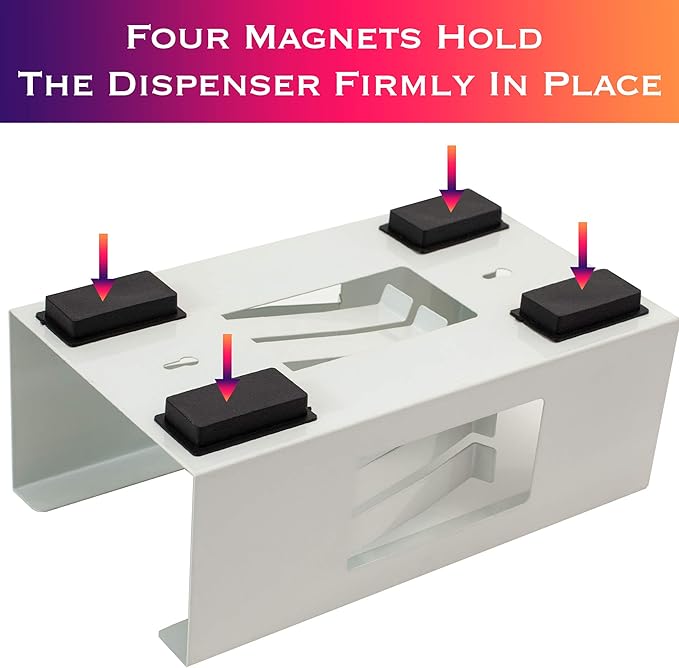 EHOMEA2Z Magnetic Glove Holder,Glove Box Holder,Glove Dispenser,Durable Coated Steel,Space Saving Design for Work,Shop, Garage,Medical Office,Laundry Room,Kitchen,Hospital,Fridge,Wall Mount (White)