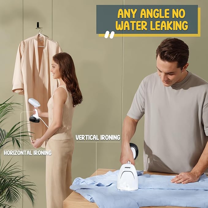 Handheld Steamer for Clothes 1200W, Clothes Steamer with Large 360ml Water Tank, Fast Wrinkle Remover Portable Garment Steamer, Ideal for Home, Office, Travel, White