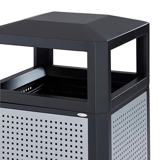 Safco Evos Steel Trash Can, 38 Gallons, Indoor and Outdoor Use, Commercial Garbage Can with Plastic Liner