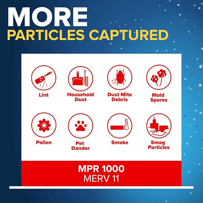 Filtrete 14x25x1 AC Furnace Air Filter, MERV 11, MPR 1000, Micro Allergen Defense, 3-Month Pleated 1-Inch Electrostatic Air Cleaning Filter, 4 Pack (Actual Size 13.81 x 24.81 x 0.81 in)