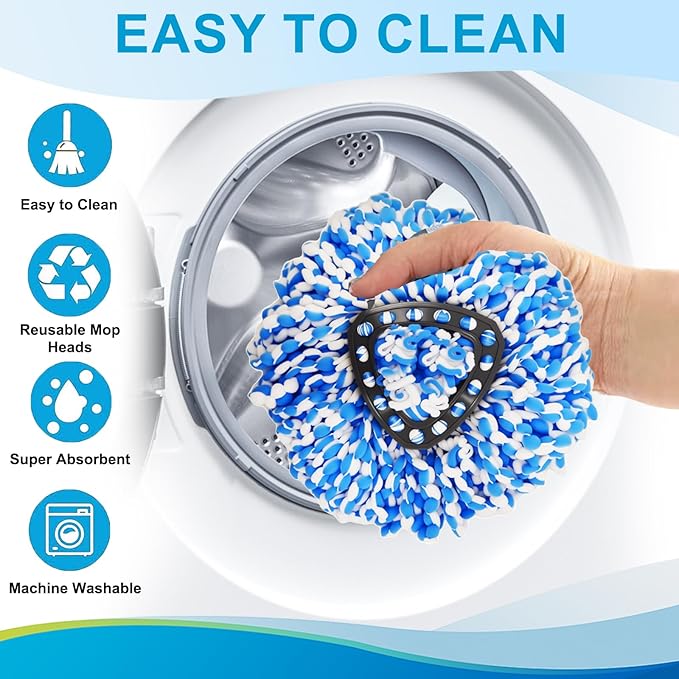 8-Pack Reusable Mop Head Replacement for O Cedar RinseClean 2-Tank System, Microfiber Spin Mop Refills Compatible with Vileda 2-in-1 Turbo Triangle