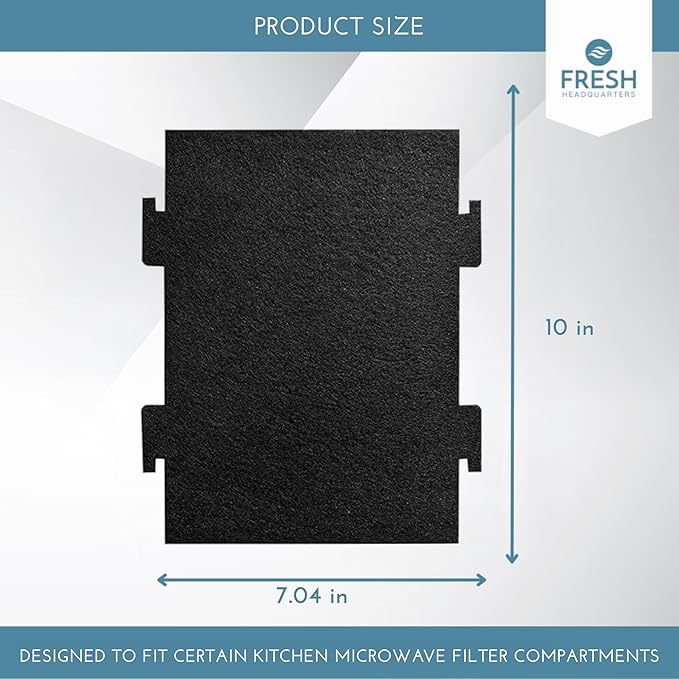 2-Pack Notched Activated Carbon Charcoal Microwave Hood Filters - 9.75" x 7.25" Microwave Hood Filters - Compatible with Whirlpool OTR Models and KitchenAid Models, Made in USA