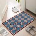 Ultra Thin Door Mat Indoor Entrance, 1/10 in Thin Door Mats for Inside Entry, Non-Slip Rubber Backing Washable Doormat, Fade Resistant, Absorbent, Low Profile Dirt Trapper, 30"X17",Navy blue Checkered
