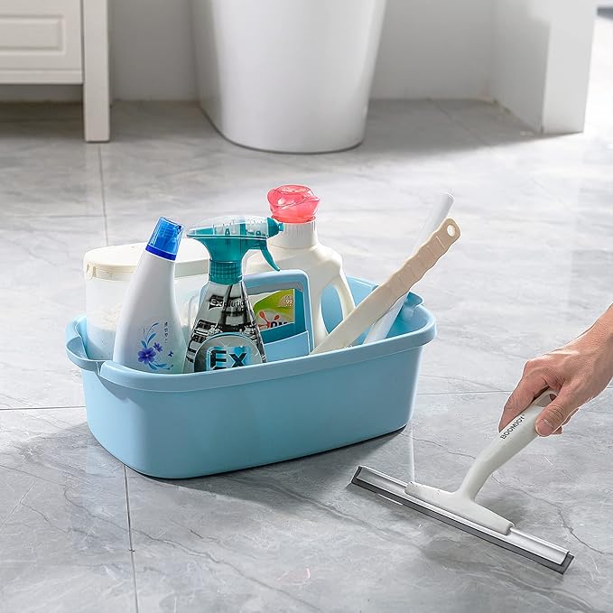 2 Pack Multi-Purpose Plastic Cleaning Caddy with Handle, Shower Caddy Organizer/Storage Basket/Totes Portable for Bathroom Supplies, Cleaning Products, Under Sink Tool, Housekeepers (Blue2)