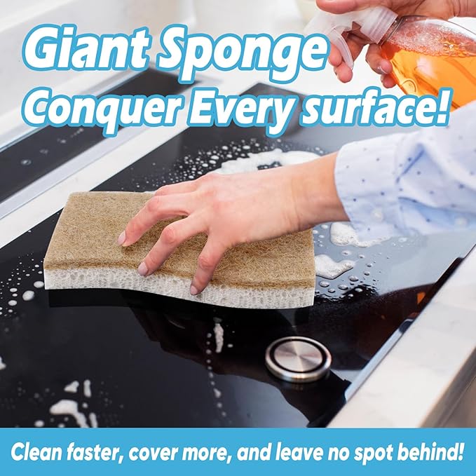 AIDEA XL Sponges Kitchen, 12Count, Non-Scratch Scrub Sponge, Large Natural Sponge for Non Stick Cookware, Cellulose Cleaning Sponge for Dishes, Kitchen, Bathroom, Household