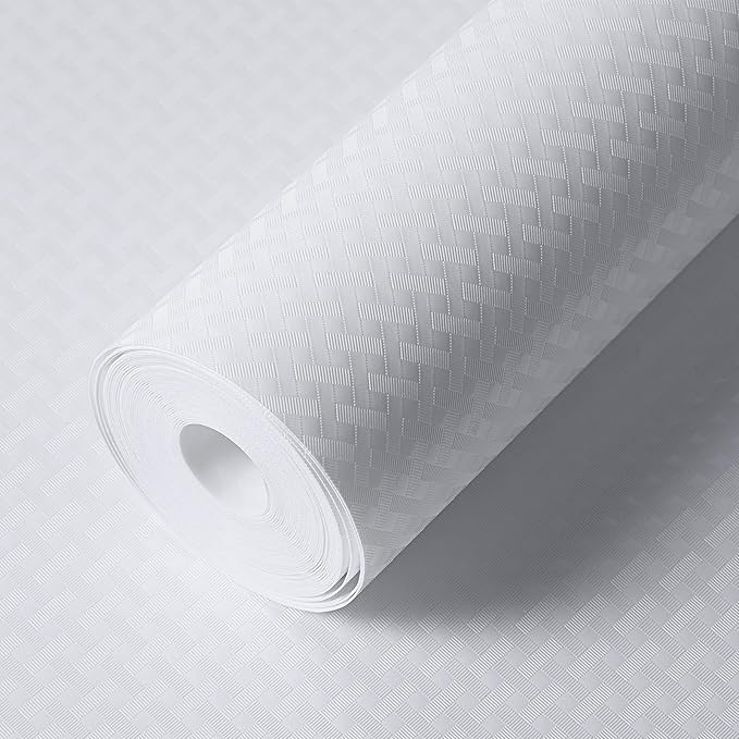 Shelf Liners for Kitchen Cabinets Refrigerator Liners Waterproof & Oil-Proof Kitchen Cupboard Liner Non-Slip Drawer Mats EVA Material Non Adhesive Fridge Liner for Shelves-White 11.8 x 393.7 Inches
