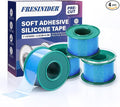 FRESINIDER Silicone Medical Tape – 1" x 5 Yard Blue 4 Rolls, Pre-Cut, Waterproof & Repositionable, Pain-Free Removal, Hypoallergenic Adhesive for Sensitive Skin, Wound Care & First Aid Use