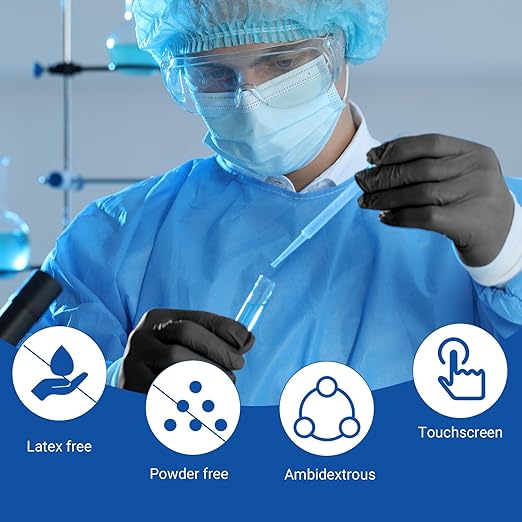 JMU Black Nitrile Gloves XL, 3.5Mil Disposable Nitrile Exam Gloves Latex Free Powder Free, 4000 Pcs