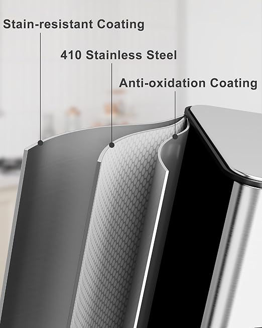 3 x 7.9 Gal (3 x 30L) Trash Can, Stainless Steel Triple Compartment Step-On Recycling Bin with Soft-Close Lids & Removable Plastic Inner Buckets for Kitchen, Home, Office