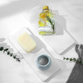 2PCS Bathroom Sink Trays, Water Absorbing Diatomite Stone Quick Drying Mat for Kitchen Counter, Dish Rack Soap Dispenser Sponge Holder Caddy Vanity Organizer, White, 9"x3.5"