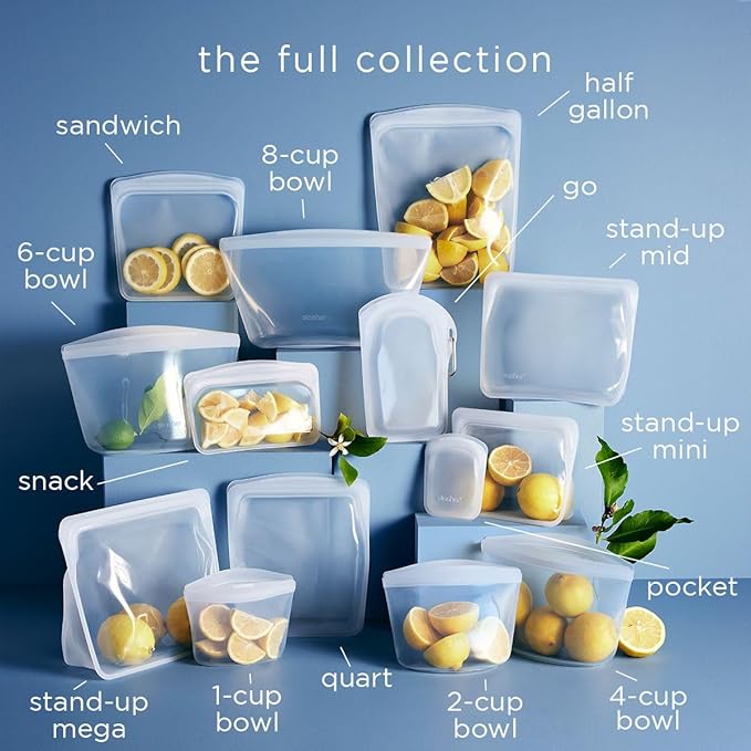Stasher Premium Silicone Reusable Food Storage Stand-Up Bag Mega, Green, Microwave, Sous Vide, Dishwasher, Oven and Freezer Safe, BPA Free, Leak-free, Eco-friendly, 104 Oz