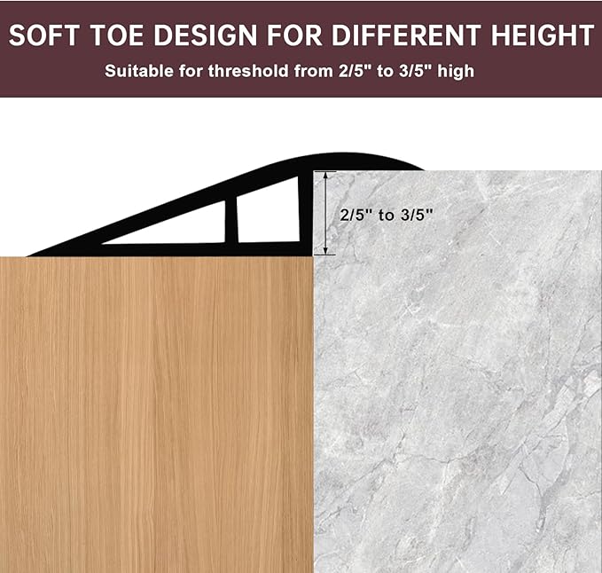 Vinyl Door Threshold Flooring Transition Strip Self Adhesive Carpet Edging Strip for Laminate Doorway Edge Threshold from 2/5" to 3/5" (Black Walnut Wood Grain, 10 Ft)