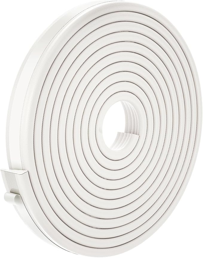 QDiShi 196" Wedge-Shape Weather Stripping Door Seal Weatherproof Foam Seals Self Adhesive Insulation Anti-Collision Strip Soundproofing Frame Insulation Tape Fits 0.13-0.31" Gaps(White)