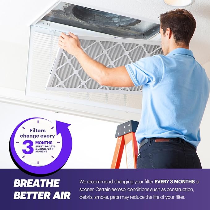 BNX TruFilter 18x24x1 Air Filter MERV 8 (6-Pack) - MADE IN USA – Dust & Pet Defense Electrostatic Pleated Air Conditioner HVAC AC Furnace Filters for Dust, Pet, Mold, Pollen MPR 600 – 700 & FPR 5
