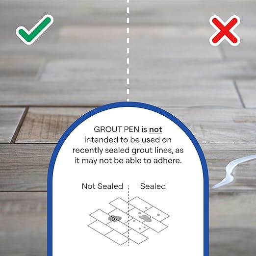 Grout Pen Dark Grey Tile Paint Marker: Waterproof Grout Paint, Tile Grout Colorant and Sealer Pen - Narrow 5mm, 2 Pack with Extra Tips (7mL) - Dark Grey