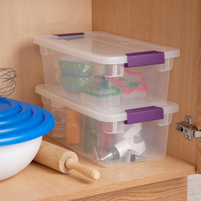 Sterilite 48-Pack ClearView Latch Box, Stackable Storage Organizer Bins for Home, 6 Quart