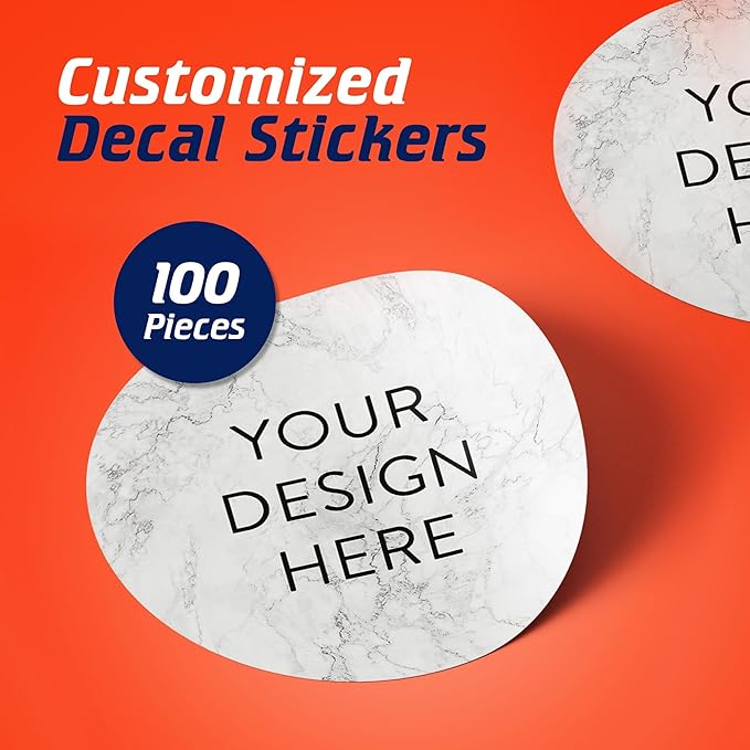 100 Custom Vinyl Stickers - Upload Your own Image, Text, Design, Logo - Personalized Logo Labels for Handmade, Packaging, Bottle, Jars, Candle, Brand Stickers (Silver Marble, 1.5x1.5)