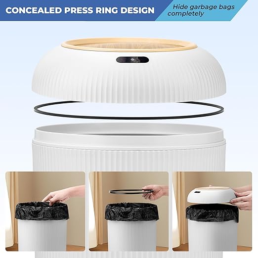 2 Pack Automatic Trash Can 12L /3 Gallon and 10L /2.64 Gallon Bathroom Trash Bin with Lid Touchless Small Smart Motion Sensor Garbage Cans for Kitchen, Bathroom,Living Room and Bedroom