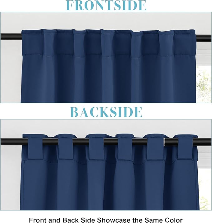RYB HOME Bathroom Curtains Blackout - Thermal Insulating Privacy Small Window Curtains Short for Bedroom Basement Kitchen Kids Nursery Cabinet, Wide 42 x Long 30 inches, 2 Panels, Navy Blue