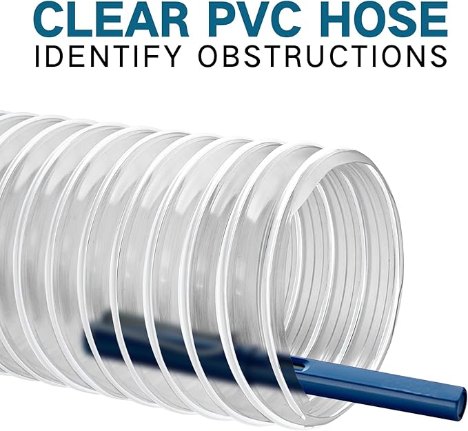 PVC Dust Collection Hose 3" x 10', Flexible Dust Collector Hose, Puncture Resistant Carbon Steel Wire Coil for Workshops, Woodworking, Industrial Vacuums