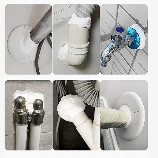 Waterproof Duct Seal Repair Sealing Clay 8 Pack White Moldable Silicone Putty, Quick Mending Mud for Pipe Connection, Wall Hole, Air Conditioning Holes (8)