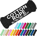 TECEUM Cotton Rope 3/16” (5 mm) – 200 FT – Strong All-Purpose Braided Rope – Natural Cotton – for Crafting, Сamping, Clothes Line, DIY, Indoor & Outdoor Use – Black