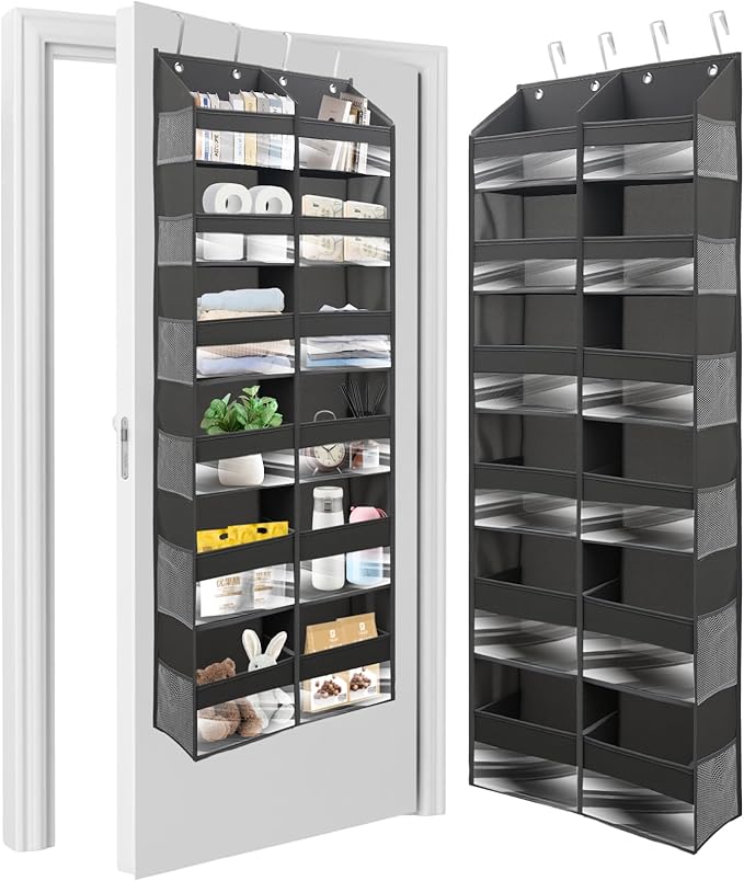 HOMELUX THEORY Heavy Duty Over the Door Organizer - Extra Wide Closet Organizers And Storage, Hanging Storage Door for Bedroom & Baby Nursery, 1PC Dark Gray