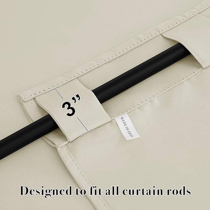 RYB HOME Blackout Curtains for Living Room, Back Tab & Rod Pocket Top Insulating Window Decor for Bedroom Dining Sliding Glass Door Home Office, W 62 x L 84, Beige, 2 Panels