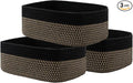 Small Woven Basket, 13.5 x 9.5 x 5 Inches, Storage Basket for Organizing, Cute Small Rope Shelf Closet Cube Storage Bins Baskets for Shelves, Dog Toy Gift Baskets Empty, 3 Pack Black & Brown