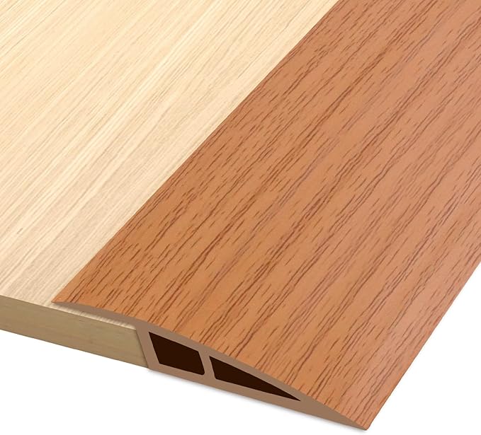 Vinyl Door Threshold Flooring Transition Strip Self Adhesive Carpet Edging Strip for Laminate Doorway Edge Threshold from 1/5" to 2/5" (Yellow Wood Grain, 3.3 Ft)